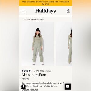 Halfdays Alessandra Ski Pant in Sage (Limited Edition Color)